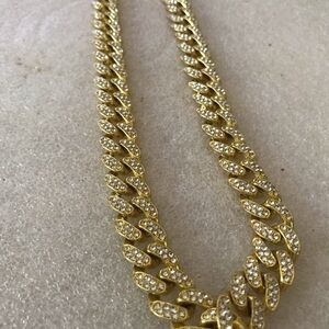 Gold Crystal Cuban Link Necklace - Women Jewelry